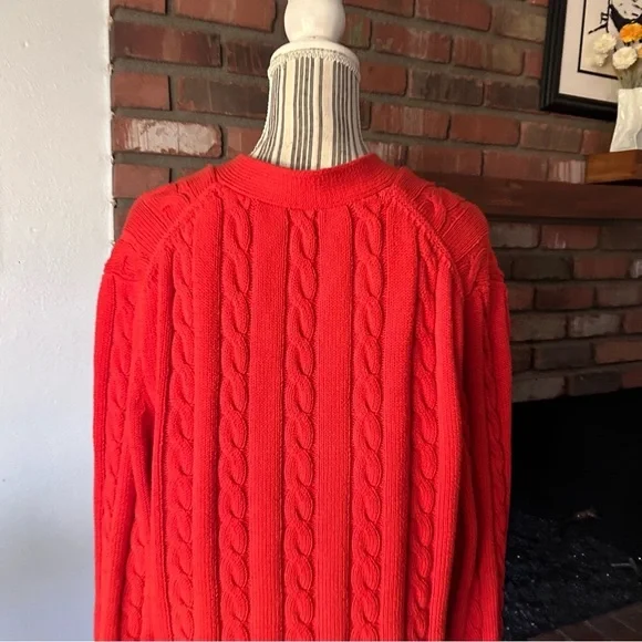 THE GREAT Cable Grandpa Cardigan in Habanero Orange Red Sz XS - Picture 9 of 11